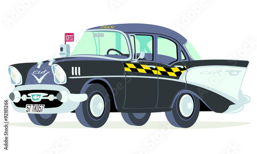 Caricatura Chevrolet BelAir 1957 taxi Estambul vista frontal y lateral