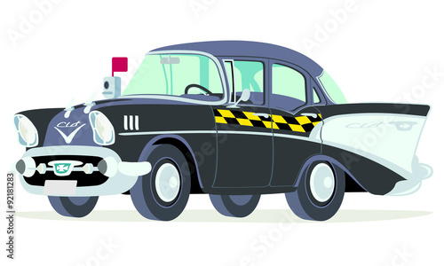 Caricatura Chevrolet BelAir 1957 taxi Estambul vista frontal y lateral