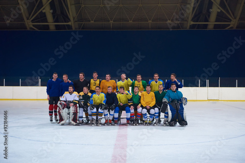 Photography ice hockey players team portrait