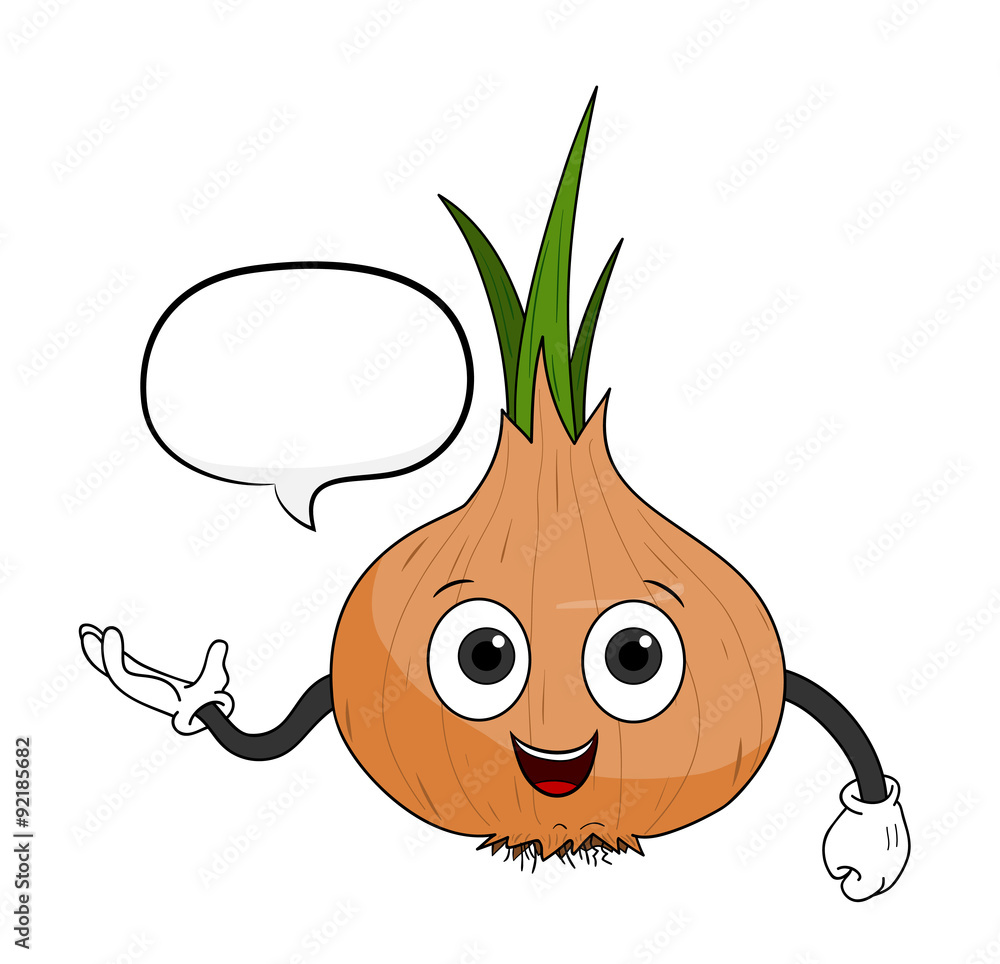 Cartoon Onion With Text, a hand drawn vector illustration of a cartoon onion  with a blank text bubble (editable). Stock Vector | Adobe Stock