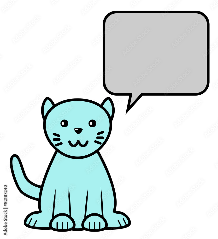 Cat sitting with speech bubble vector icon image Cat sitting with speech bubble vector icon image