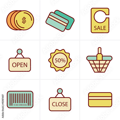 Icons Style Shopping Icon Set
