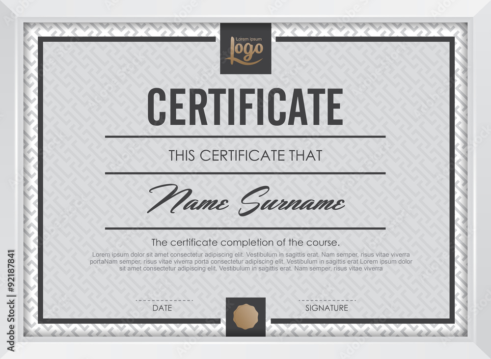 certificate template with clean and modern pattern,
Luxury golden,Qualification certificate blank template with elegant,Vector illustration 
