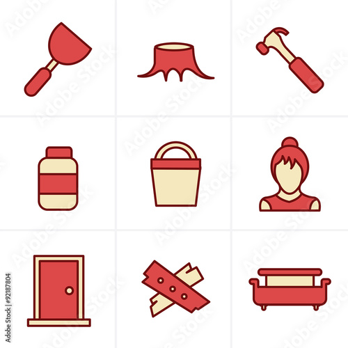 Icons Style  Icons set carpentry