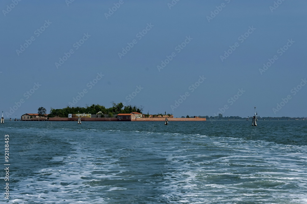 Fototapeta premium Walled old island in venetian lagoon, Italy