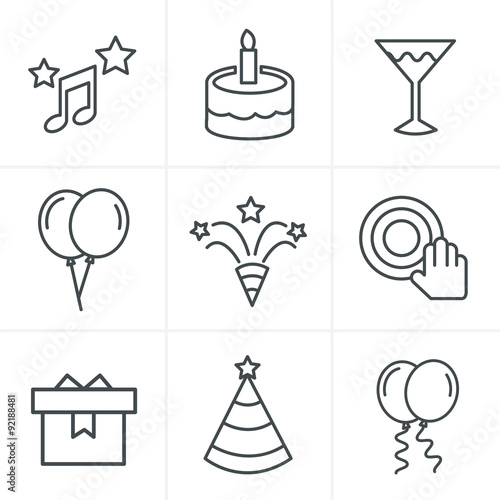 Line Icons Style party Icons Set, Vector Design