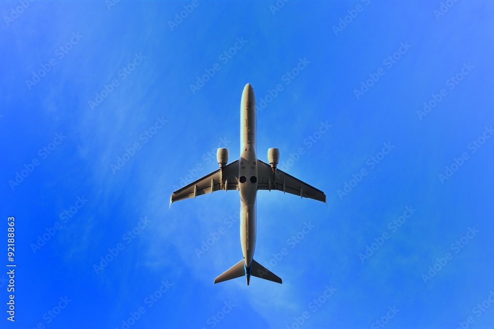 Naklejka premium 青空と飛行機
