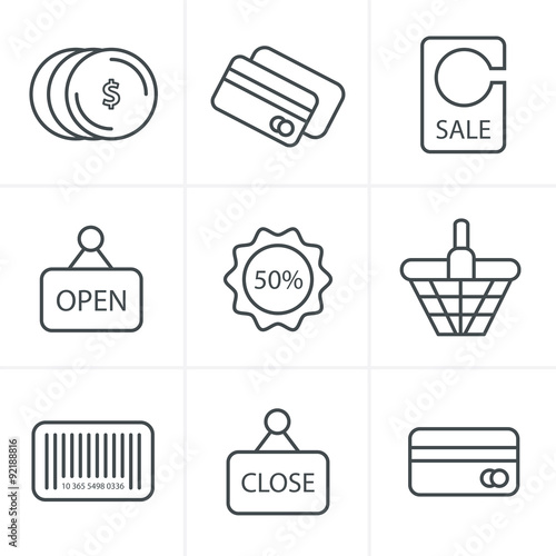 Line Icons Style Shopping Icon Set