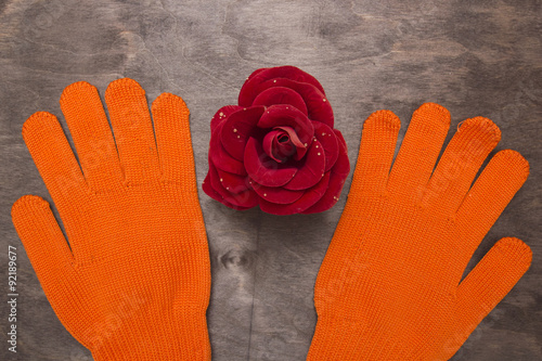 Orange gloves photo