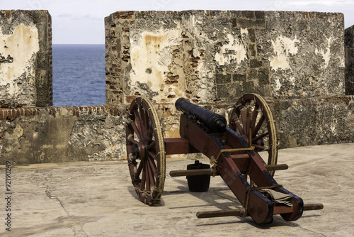 Historic cannon at the ready in old San Juan Puerto Rico