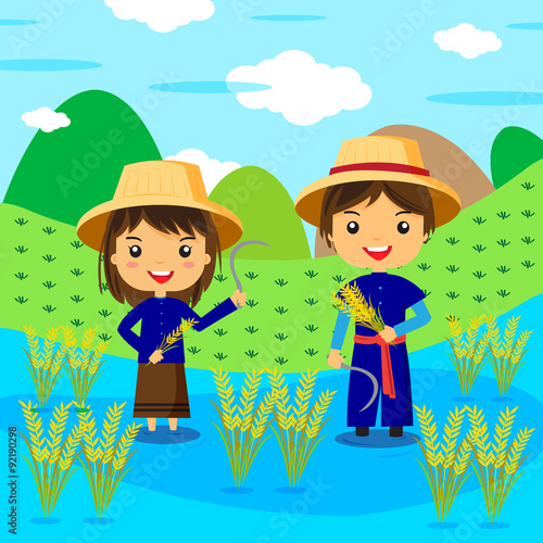 Thai farmer cartoon character - vector