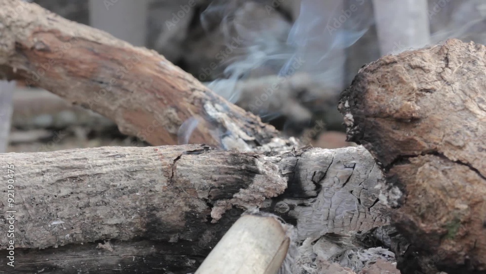 smoke from campfire without flame Stock Video Adobe Stock