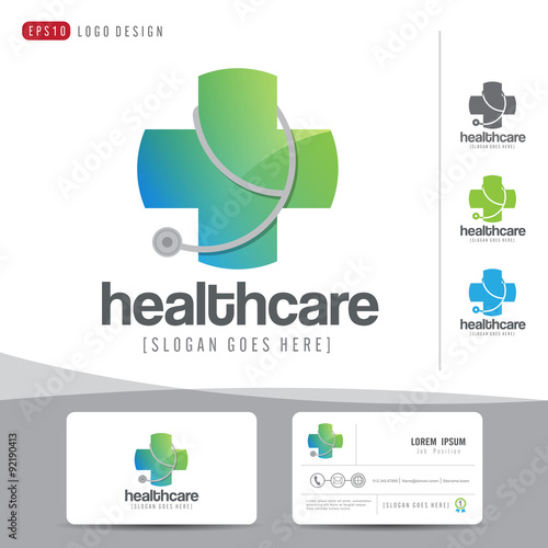 logo design medical healthcare or hospital and business card template clean and modern pattern,vector illustrator