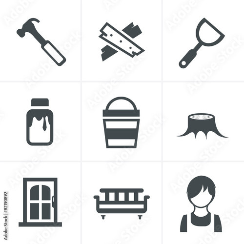 Icons set carpentry