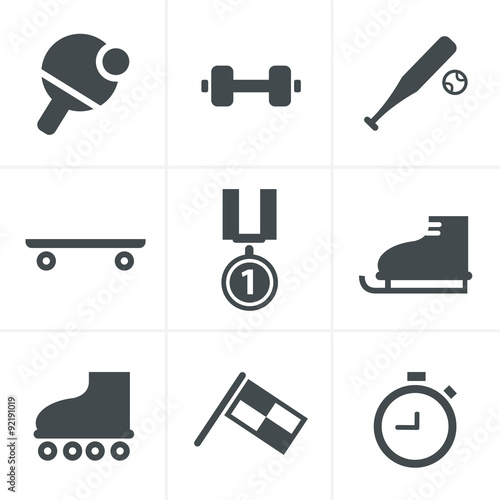 Set of monochromatic simple sports icons