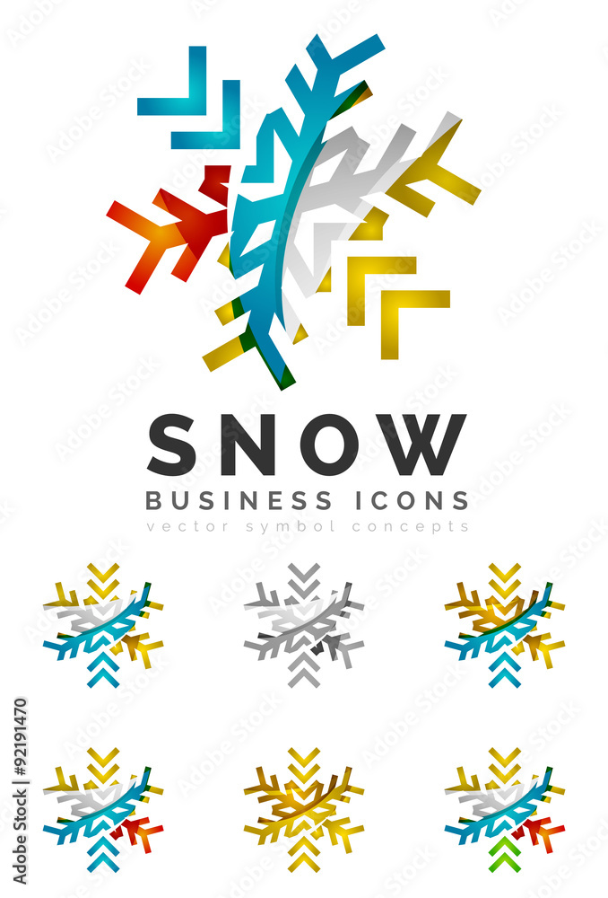 Set of abstract colorful snowflake logo icons, winter concepts Set of abstract colorful snowflake logo icons, winter concepts