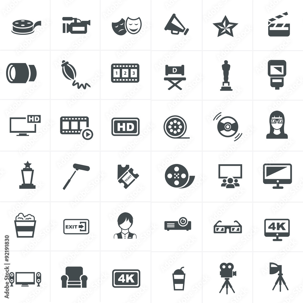 Fototapeta premium Cinema And Movie Icons Set Design.