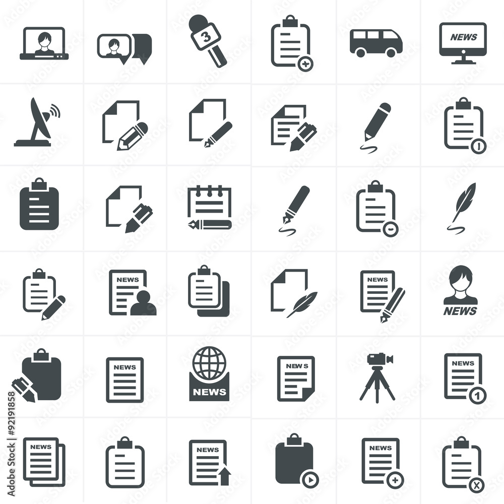 write and news icon set. write and news icon set.