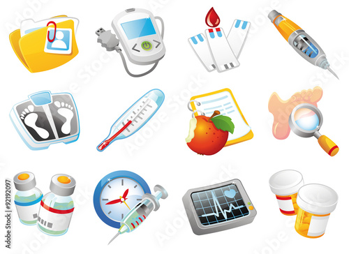 Diabetes Mellitus medical vector icon set