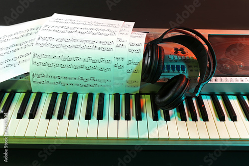 Headphones with music notes...