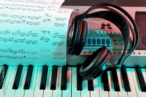 Headphones with music notes...