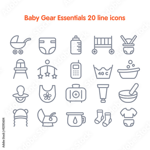 Baby Line Icons set