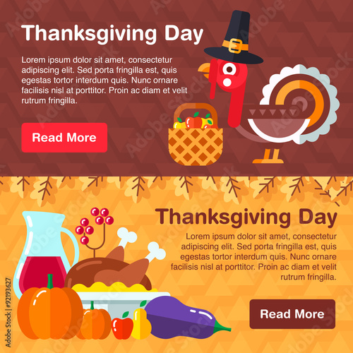 Set of colorful banners for thanksgiving