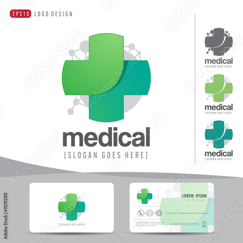 logo design medical healthcare or hospital and business card template clean and modern pattern,vector illustrator