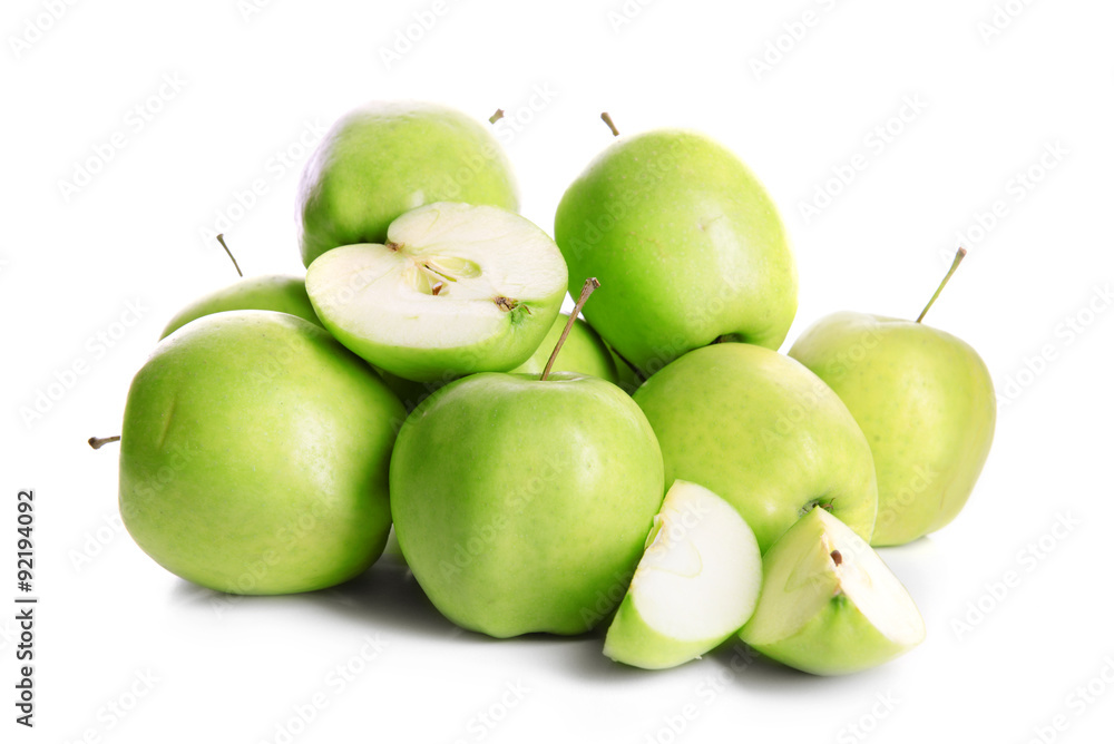 Ripe green apples isolated on white Ripe green apples isolated on white