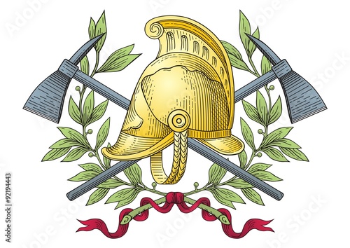Vintage Firefighting Service Emblem Vector