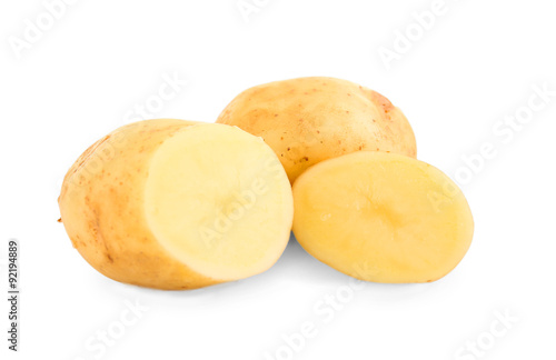 Young potatoes isolated on white