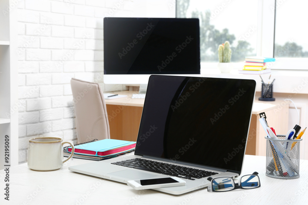 Workplace with computer in office Workplace with computer in office