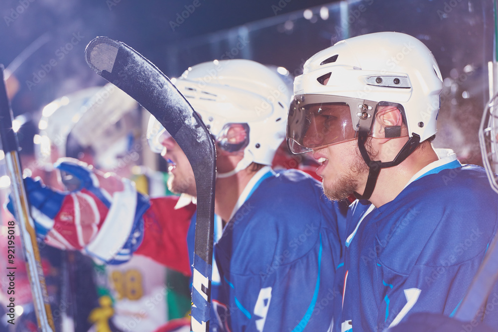 Obraz premium ice hockey players on bench