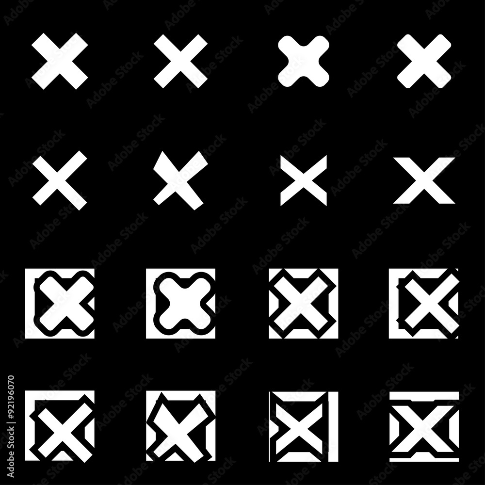 Vector white rejected icon set Vector white rejected icon set