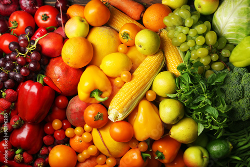 Colorful fruits and vegetables background