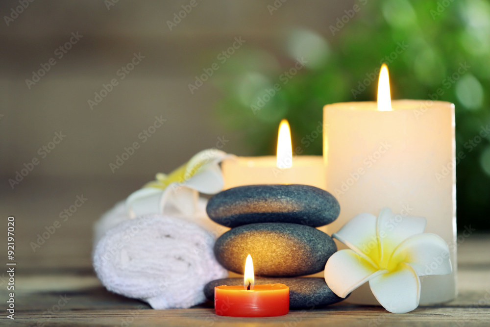 Beautiful spa composition on wooden table Beautiful spa composition on wooden table
