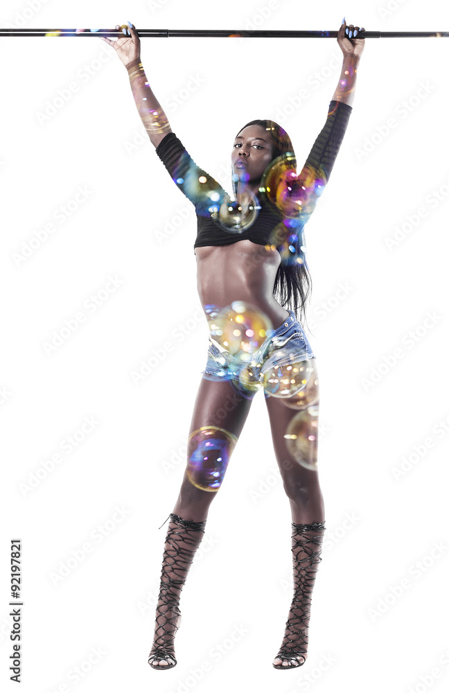 Double exposure of sensual girl and soap bubbles Double exposure of sensual girl and soap bubbles