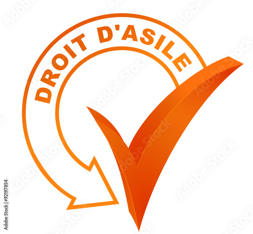 droit d'asile sur symbole validé orange