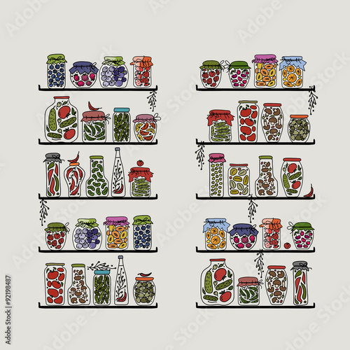 Shelves with pickle jars for your design