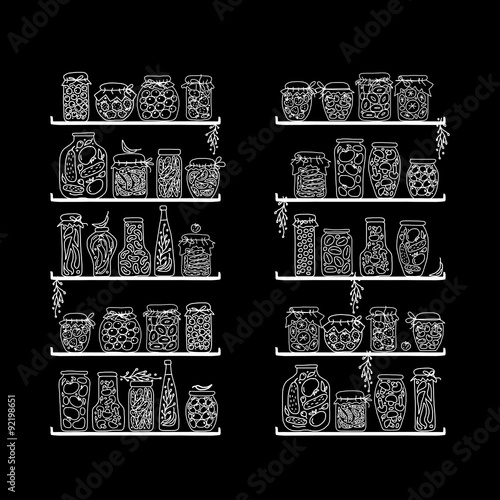 Shelves with pickle jars for your design