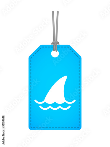 Isolated label icon with a shark fin