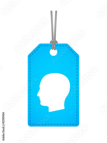 Isolated label icon with a male head