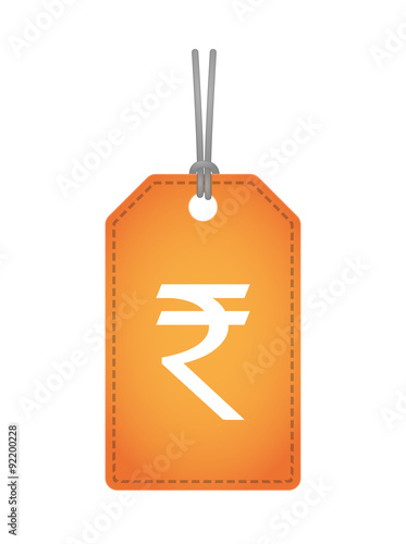 Isolated label icon with a rupee sign