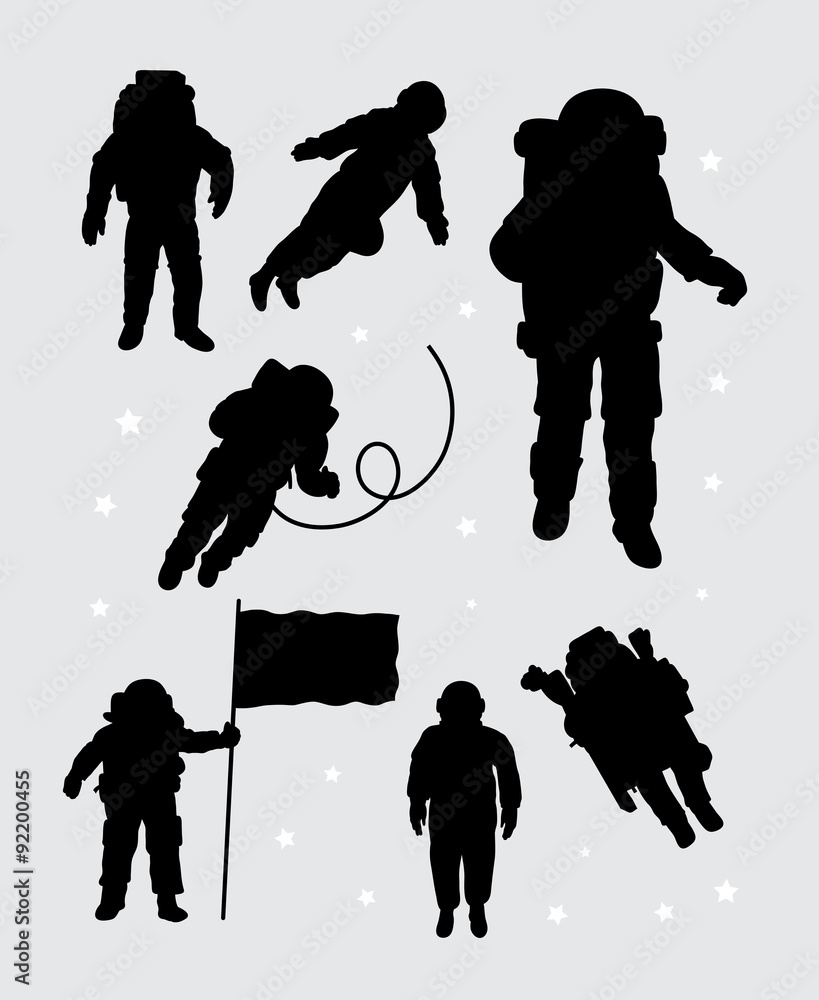 Obraz premium Astronaut silhouettes. Good use for symbol, logo, web icon, mascot, or any design you want. Easy to use.