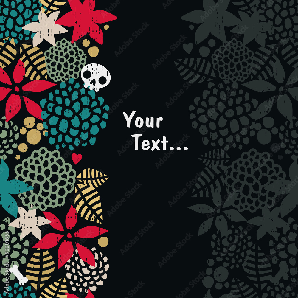 Fototapeta premium Vertical seamless background with skull.