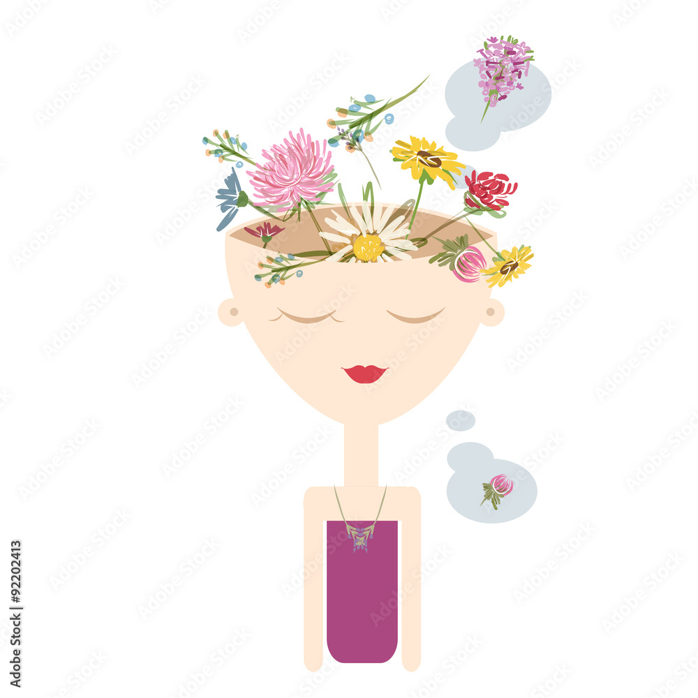 Girl thinks about beauty, abstract concept design Girl thinks about beauty, abstract concept design