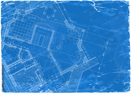 architecture blueprint - 3d house plan / vector illustration