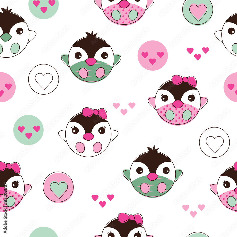 Fototapeta premium seamless baby penguin pattern background vector illustration