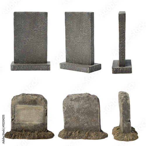 Fototapeta Set of tombstone isolated on white background