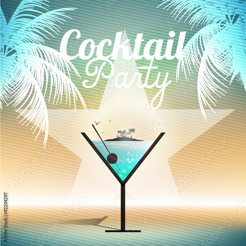 Cocktail Party Invitation Poster - Vector Illustration